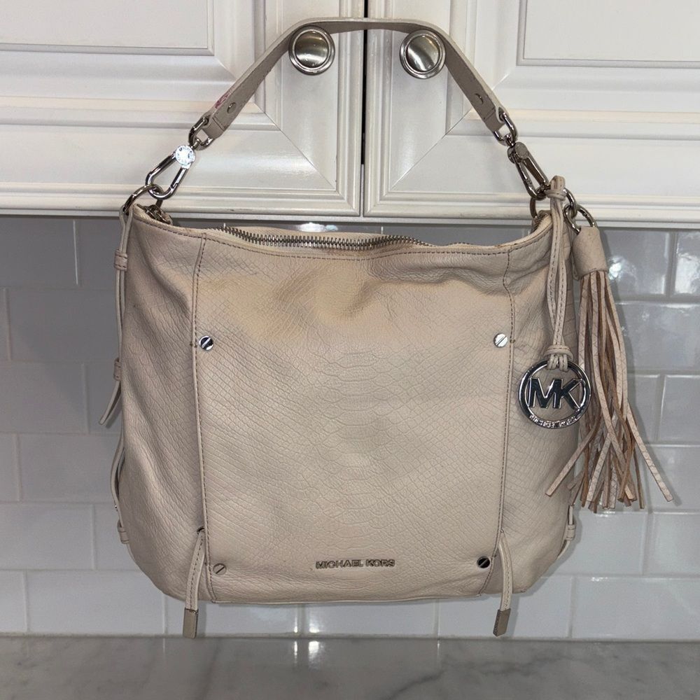 Michael Kors Bag Purse Handbag Leather Snakeskin Embossed Crossbody Shoulder Bag